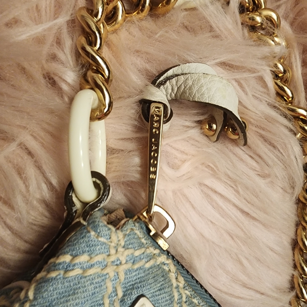 Marc Jacobs Vintage Cammie Washed Denim Bag Y2K Quilted - Picture 9 of 14